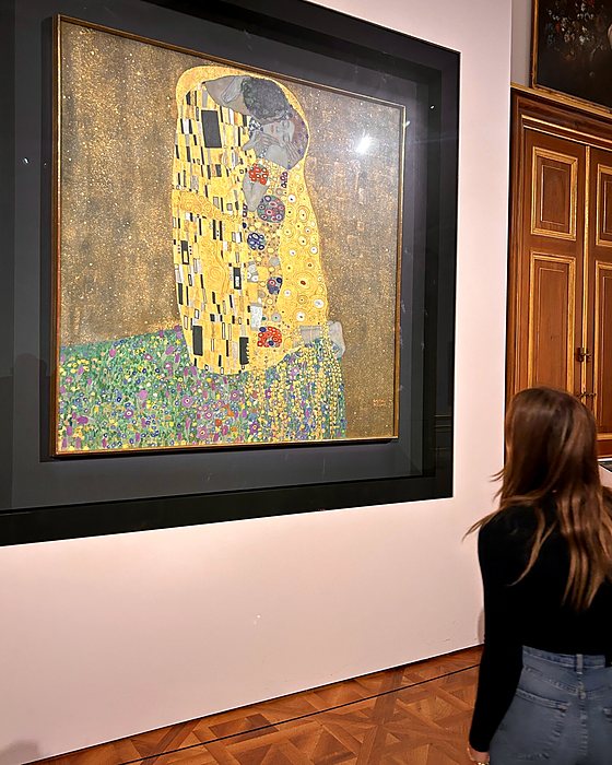 Klimt's The Kiss on display in the museum
